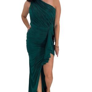 MAC DUGGAL Dress Size 2 Evening Gown NEW Emerald Green One Shoulder Asymmetric